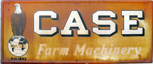 Large antique steel Case farm machinery tractor sign 