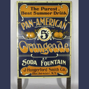 Orangeade Rochester NY Tin lithograph embossed soda  sidewalk sign