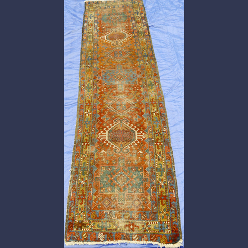 Antique oriental hand woven Heriz runner rug